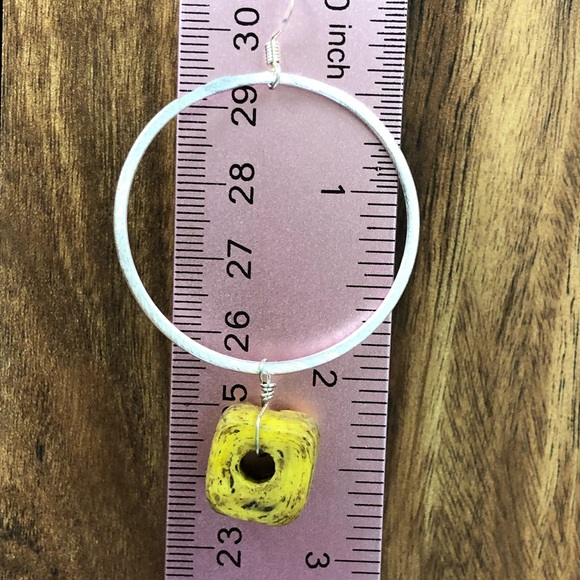 Silver Hoops with Handmade Clay Beads - Picture 4 of 5